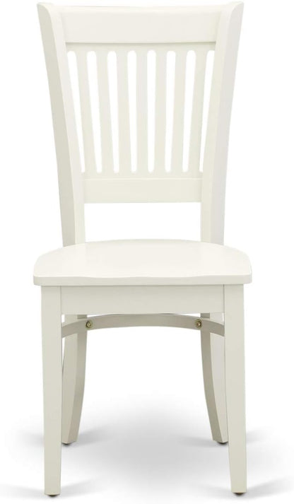 East West Furniture HLVA5-LWH-W 5 Piece Dining Room Furniture Set Includes a Round Kitchen Table with Pedestal and 4 Dining Chairs, 42x42 Inch, Linen White