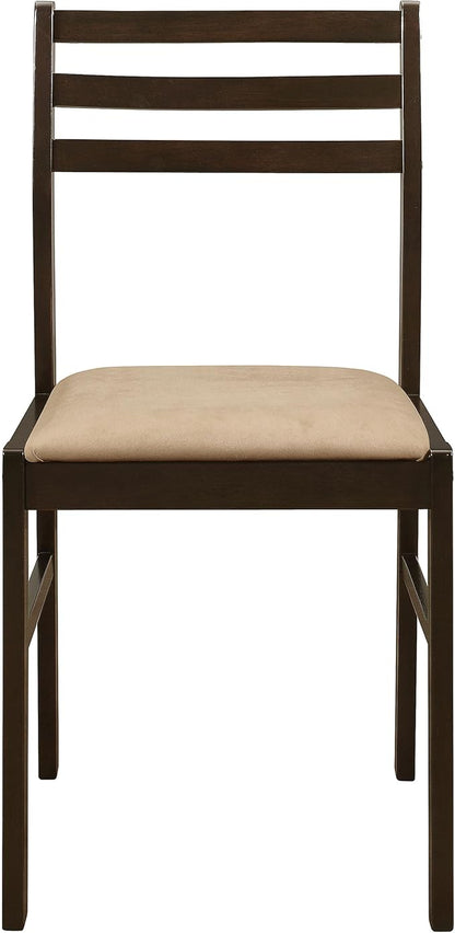 Coaster Home Furnishings 3-Piece Round Wood Dining Room Set Drop Leaf Extension Table Ladder Back Side Chairs Upholstered Seat Cushions Cappuccino and Tan 130005