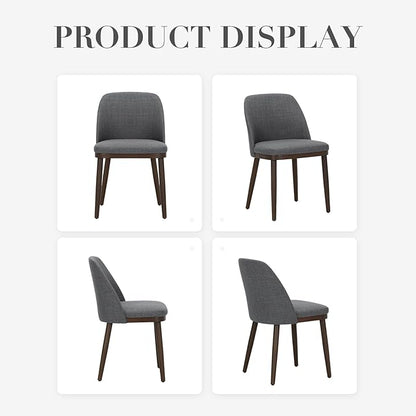 COLAMY Upholstered Dining Chairs Set of 4, Modern Kitchen Chairs with Back, Leather Side Dining Room Chairs with Wood Legs for Kitchen Dining Room Restaurant,Light Grey
