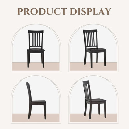 COLAMY Wooden Dining Chairs Set of 4, Spindle High Back Windsor Kitchen Side Chair, Farmhouse Dining Chairs for Kitchen and Dining Room, Dark Brown
