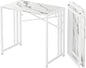 35 inch Folding Small Desk, Writing Gaming Computer Camping Desk for Small Spaces, No Assembly Required Home Office Table, White Marble