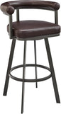 Armen Living Magnolia Swivel Counter Stool in Brown Metal with Brown Faux Leather