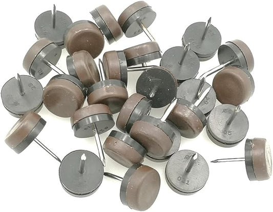 ALIMITOPIA 40pcs Furniture Glide Nail-in Thickened Nylon Chair Glide Slider Furniture Pad Floor Protector for Wooden Furniture Chair Tables Leg Feet(Φ22mm or 0.9";Brown)