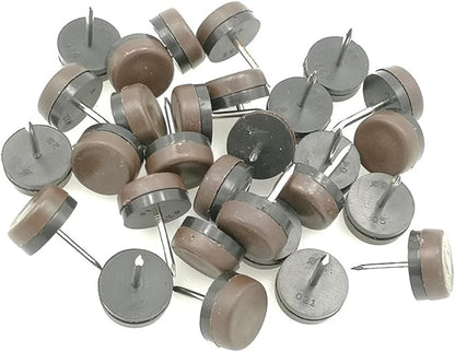 ALIMITOPIA 40pcs Furniture Glide Nail-in Thickened Nylon Chair Glide Slider Furniture Pad Floor Protector for Wooden Furniture Chair Tables Leg Feet(Φ28mm or 1.1";Brown)