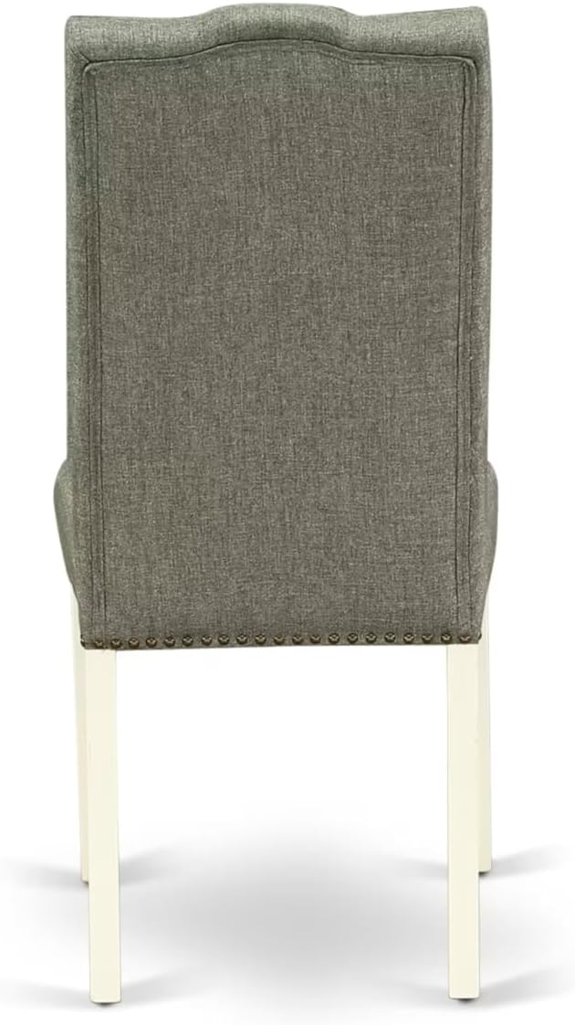 East West Furniture V077EL207-5 5 Piece Dinette Set for 4 Includes a Rectangle Dining Room Table with V-Legs and 4 Gray Linen Fabric Upholstered Parson Chairs, 40x72 Inch, Multi-Color