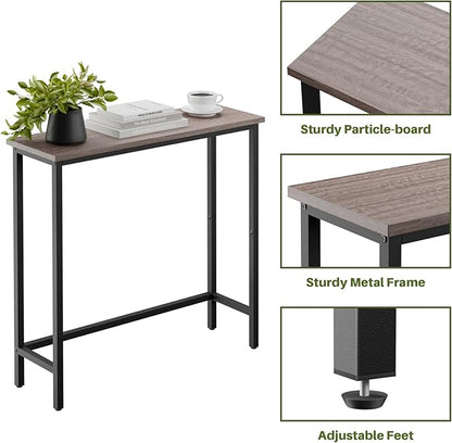 HollyHOME Narrow Console Table, 29.5" Slim Entryway Table, Sofa Stand, Hallway Shelf for Hallway, Bedroom, Living Room, Foyer, Light Brown