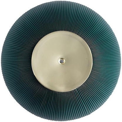 Manhattan Comfort Anderson Modern 28.15" Round Coffee Table 2.0 - Ceramic Marble Tabletop, Elegant Pleated Leatherette Details & Gold Base, Fully Assembled Accent Furniture, Set of 1, Green