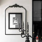 WAMIRRO Arched Mirror,Black Traditional Vintage Ornate Baroque Mirrors,Antique Brass Mirrors for Entryway/Fireplace/Living Room/Hallway/Bathroom.24“X36“ Black