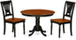 East West Furniture HLPL3-BCH-W 3 Piece Kitchen Table & Chairs Set Contains a Round Dining Table with Pedestal and 2 Dining Room Chairs, 42x42 Inch, Black & Cherry