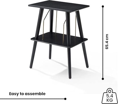 Crosley Manchester Record Player Stand, Media Console with Vinyl Storage, Modern Home Organizer, Black