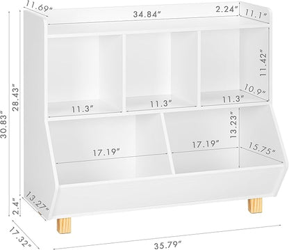 UTEX Toy Storage Organizer, Kids Bookshelf and Toy Storage with Legs, 5 Cube Storage Organizer, Children Bookcase for Kids Room, Living Room, Nursery,White