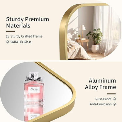 Gold Bathroom Mirror, 40x30 Inch Aluminum Frame Rectangle Mirror, Anti-Rust, Tempered Glass, Wall Mirror for Over Sink, Vanity, Bedroom, Entryway, Horizontal/Vertical