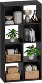 Sweetcrispy 8 Cube Storage Organizer - Open Cube Bookshelf with 4 Removable Back Panels, Display Storage Bookcase for Living Room, Bedroom, Entrance Hall, Home Office，47.7"L×11.6" W×24"H, Drak Black