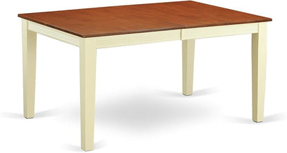 East West Furniture QUNI5-WHI-W 5 Piece Dining Room Table Set Includes a Rectangle Kitchen Table with Butterfly Leaf and 4 Dining Chairs, 40x78 Inch, Buttermilk & Cherry