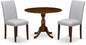 East West Furniture DMAB3-AWA-05 3 Piece Dinette Set for Small Spaces Contains a Round Dining Table with Dropleaf and 2 Grey Linen Fabric Parson Dining Chairs, 42x42 Inch, Walnut