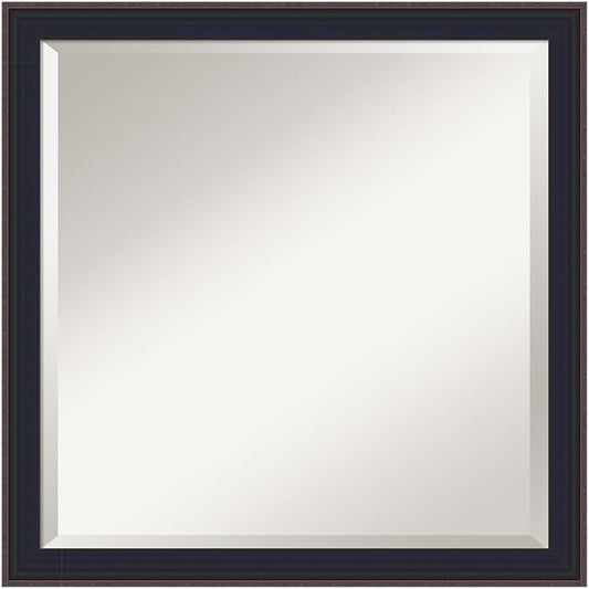 Amanti Art Black Bathroom Mirror for Over Sink, 23x23 Havana Black Bronze Square Vanity Mirror, Medium Casual Frame, Hangs Horizonally and Vertically, Bathroom Wall Decor, Beveled Edge