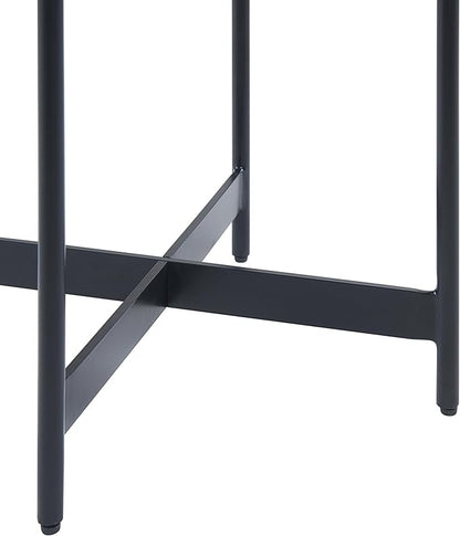 Alaterre Furniture Brookline 20-Inch Round Wood End Table with Concrete Coating and Powder-Coated Iron Legs – Tray Style Top Home Accent for Living Room, Bedroom or Office (Gray)