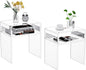 Clear Acrylic End Table 2-Tier Bedside nightstand for Living Room Bedroom Home Decor (Clear Double)
