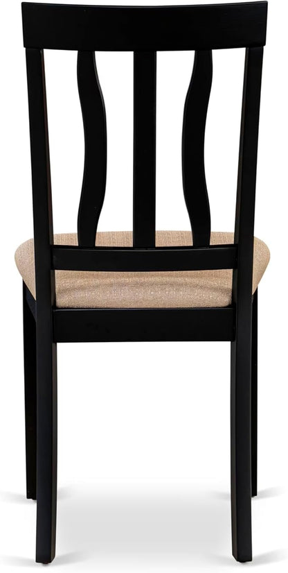 East West Furniture LGAN7-BLK-C 7 Piece Kitchen Table Set Consist of a Rectangle Dining Table with Butterfly Leaf and 6 Linen Fabric Dining Room Chairs, 42x84 Inch, Black