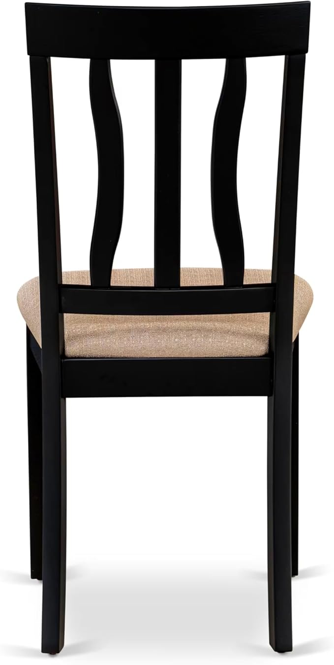 East West Furniture LGAN5-BCH-C 5 Piece Kitchen Table Set for 4 Includes a Rectangle Dining Room Table with Butterfly Leaf and 4 Linen Fabric Upholstered Chairs, 42x84 Inch, Black & Cherry