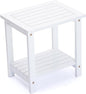 Adirondack Side Table – Weather-Resistant Rectangular End Table for Patio, Garden, Lawn, or Living Room | Indoor & Outdoor Wood Side Table, Rustic Style (White)