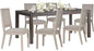 COLAMY Modern Rectangular Dining Table Set, 60" L x 36" W x 30" H, Brown+Ivory