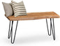 Alaterre Furniture 36-Inch Live Edge Wood Bench – Natural Acacia Wood Top with Metal Hairpin Legs – Sturdy and Easy to Assemble Rustic Modern Entryway or Accent Bench