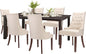COLAMY 7-Piece Dining Table Set for 6, 60" Rectangular Kitchen Wood Table with 6 Wingback Dining Room Chairs, Brown/Beige