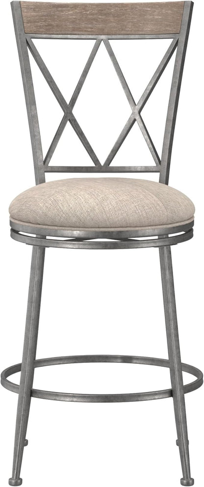 Hillsdale Stewart Indoor/Outdoor Swivel Counter Height Stool, Aged Pewter