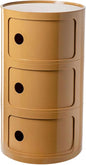 3 Tier Round Nightstand with Drawer, Ginger Yellow Round Side Table Small Plastic Storage End Table Suitable for Bedroom, Living Room, Bathroom (Ginger Yellow)