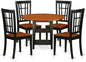 East West Furniture SUNI5-BCH-W 5 Piece Dining Room Furniture Set Includes a Round Dining Table with Dropleaf & Shelves and 4 Wood Seat Chairs, 42x42 Inch, Black & Cherry