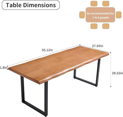 Solid Wood Office Desk, Dining Table, Desk -55 to 62 inches, Modern Farmhouse Design, can accommodate 2-8 People, Easy to Assemble, Ideal for Learning, Writing, and Dining. (55 inches)