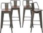 30 Inch Swivel Bar Stools Set of 4 with Backs Counter Height Industrial Metal Barstools Island Bar Chairs for Home Kitchen Dining Room (Swivel 30 inch,Rusty Wooden)