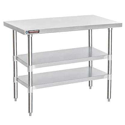 DuraSteel Food Prep Stainless Steel Table - 24 x 48 Inch Commercial Metal Workbench with Adjustable Under Shelf - NSF Certified - for Restaurant, Warehouse, Home, Kitchen, Garage