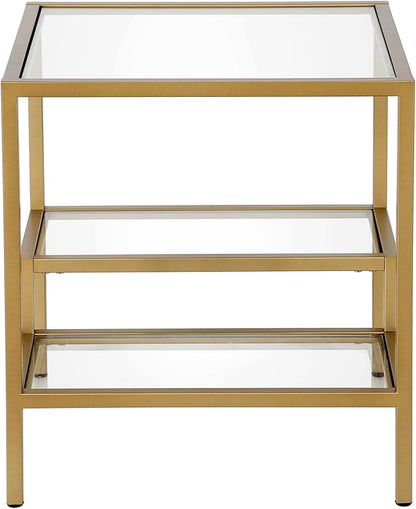 Henn&Hart 20" Wide Square Side Table in Brass, Table for Living Room, Bedroom