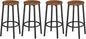 HOOBRO Bar Stools Set of 4, Counter Height Stools, Kitchen Round Height Stools, Bartools with Metal Frame and Smooth Top, for Kitchen, Bar, Cafe, Dining Room, Rustic Brown and Black BF03BYP401N1