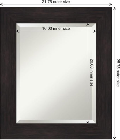 Amanti Art Brown Wall Mirror 26x22 Furniture Espresso Rectangle Bathroom Mirror for Wall Decor Living Room, Small Casual Frame, Hangs Horizonally and Vertically, Bathroom Decor, Beveled Edge from WI