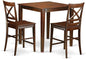 East West Furniture VNQU3-MAH-W 3 Piece Counter Height Pub Set for Small Spaces Contains a Square Dining Room Table and 2 Kitchen Chairs, 36x36 Inch, Mahogany