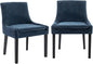 COLAMY Modern Dining Chairs Set of 2, Upholstered Corduroy Accent Side Leisure Chairs with Mid Back and Wood Legs for Living Room/Dining Room-Blue