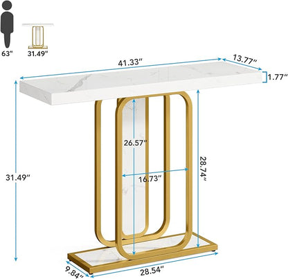 LITTLE TREE Modern Entryway Console Table with LED Lights, White and Gold
