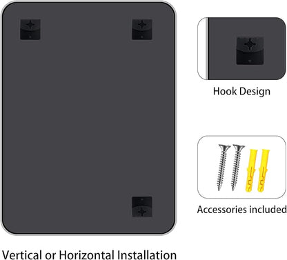 FORBATH 40x48 Inch Silver Bathroom Mirror for Over Sink, Large Rectangular Wall Mirror with Metal Frame, Rounded Corners for Bathroom, Bedroom, Entryway Decor (Horizontal or Vertical)