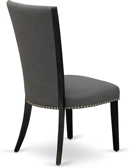 East West Furniture V626VE650-6 6 Piece Kitchen Table Set Contains a Rectangle Dining Table with V-Legs and 4 Dark Gotham Linen Fabric Parson Chairs with a Bench, 36x60 Inch, Multi-Color