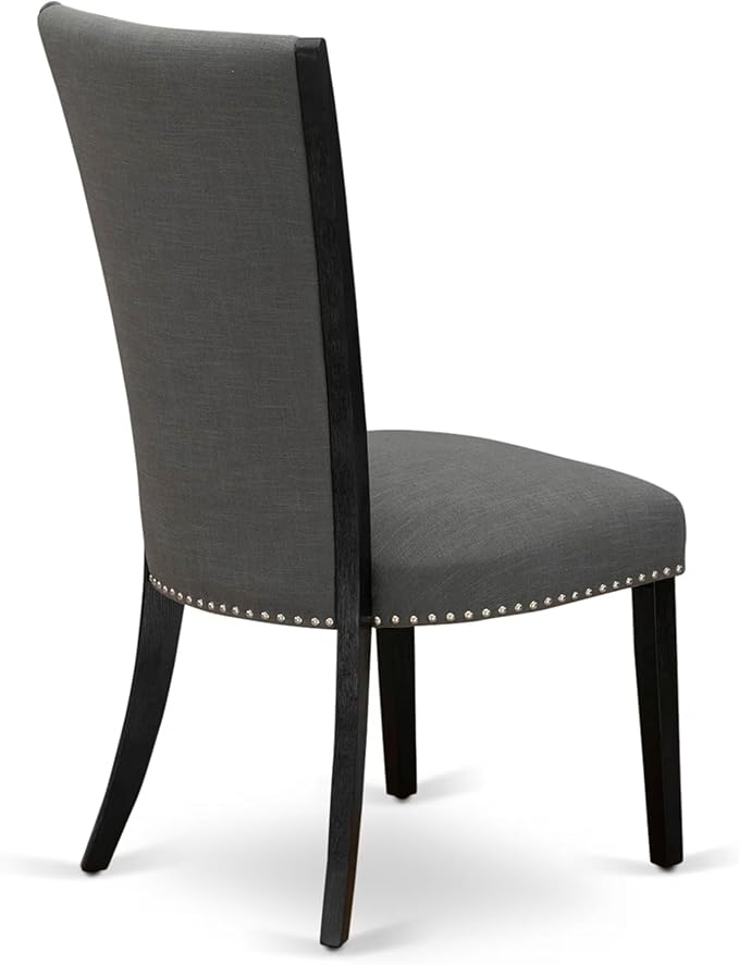 East West Furniture V696VE650-5 5 Piece Dining Set Includes a Rectangle Dining Room Table with V-Legs and 4 Dark Gotham Linen Fabric Parsons Chairs, 36x60 Inch, Multi-Color