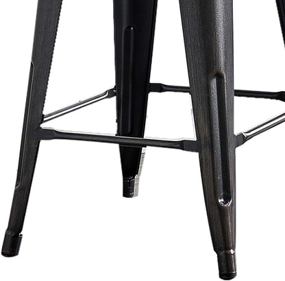 AC Pacific 24” Metal Barstool Set of 4 – Country Rustic Style with Low Back, Lightweight & Sturdy Build, Easy Assembly – Distressed Black