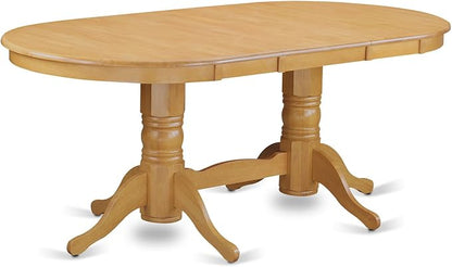 East West Furniture VAAN7-OAK-W 7 Piece Kitchen Table & Chairs Set Consist of an Oval Dining Room Table with Butterfly Leaf and 6 Solid Wood Seat Chairs, 40x76 Inch, Oak