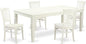 East West Furniture LGGR5-LWH-W 5 Piece Dining Room Table Set Includes a Rectangle Wooden Table with Butterfly Leaf and 4 Kitchen Dining Chairs, 42x84 Inch, Linen White
