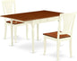 East West Furniture MZAV3-WHI-W 3 Piece Dining Table Set for Small Spaces Contains a Rectangle Dining Room Table with Dropleaf and 2 Wood Seat Chairs, 36x54 Inch, Buttermilk & Cherry