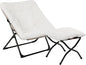 Comfy Saucer Chair for Adults, Soft Faux Fur Bedroom Chair with Ottoman, Accent Dorm Chairs, Living Room Reading Chairs and Footstool, Folding Lounge Seat for Teens, X-Large, White