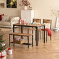 sogesfurniture 4-Piece Dining Table Set with 1 Bench and 2 Chairs, Kitchen Bench Table Set for 4, Wooden Kitchen Table and Chairs for Limited Space,Rustic Brown