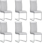 Dining Chairs Set of 6, Faux Leather with Plated Chrome Metal Frame, Modern Kitchen Chairs with Padded Seat High Back for Dining Room, Kitchen, Living Room